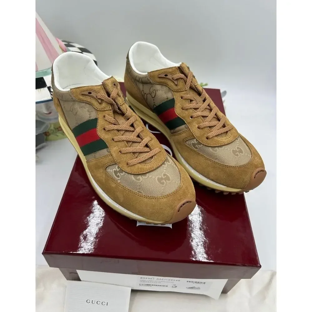 Men's Gucci re motion, canvas and suede sneakers size 9, made in Italy